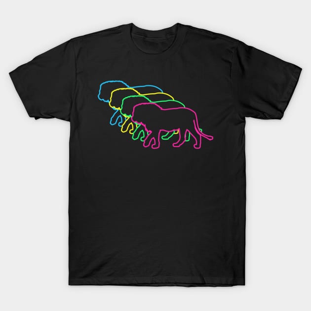 Lion 80s Neon T-Shirt by Nerd_art